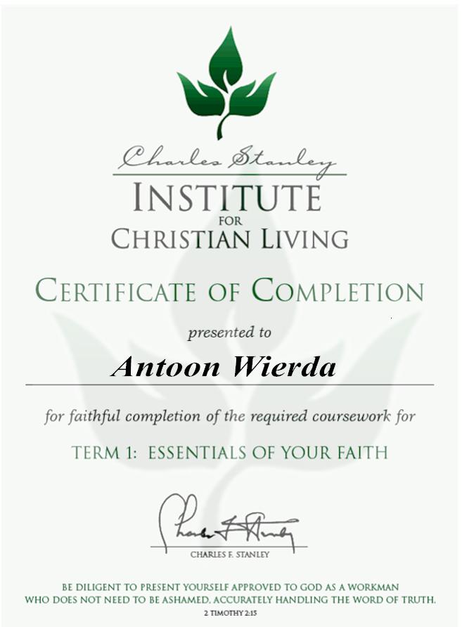 certificate Essentials of your faithfaith